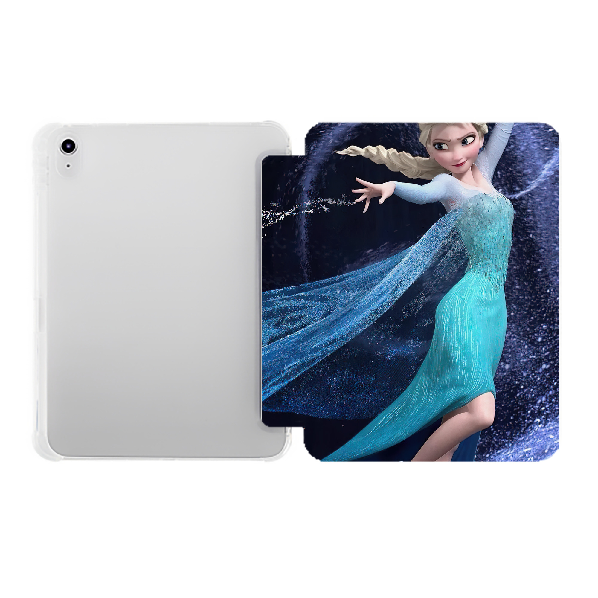（画像用） アナと雪の女王 アンナ エルサ Frozen Anna Elsa IPad ケース ペン収納付き 三つ折りスタンド PUレザー×シリコン 対応機種9.5/10.5/10.9インチ